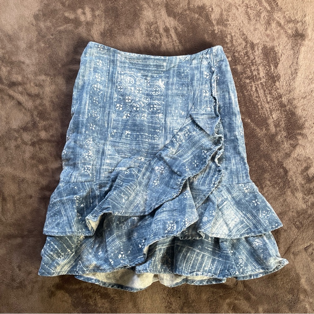 LRL Ralph Lauren Jeans Co Denim Jean Skirt (4) Vintage Y2K Ruffle Tiered Western